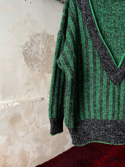 80s Nice pattern wool×acryl jumper