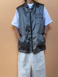 Silver metallic vest with hoodie