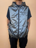 Silver metallic vest with hoodie