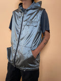 Silver metallic vest with hoodie