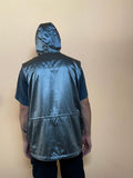 Silver metallic vest with hoodie