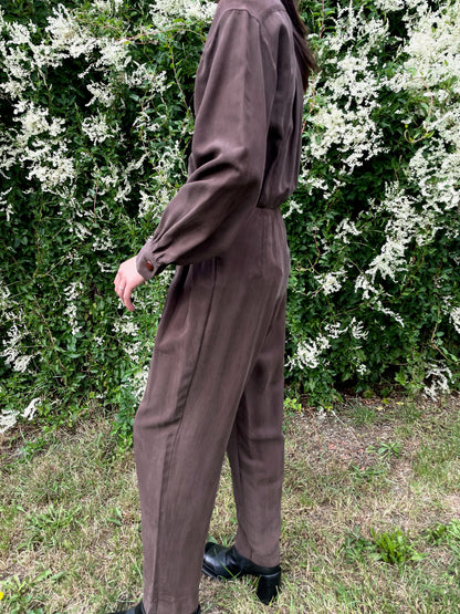 Chocolate silk jumpsuit