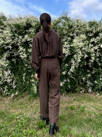 Chocolate silk jumpsuit