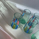 50's Česky hand painted glass cup set 6