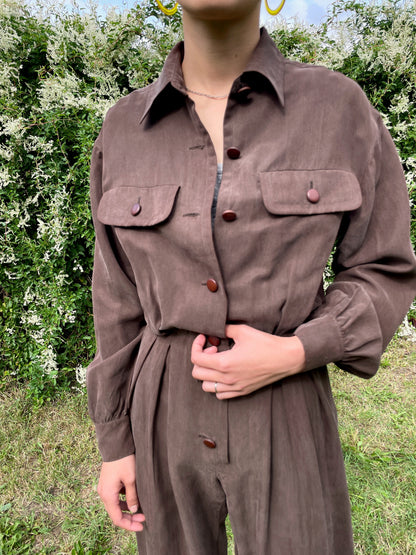 Chocolate silk jumpsuit