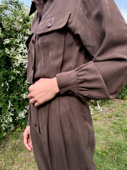 Chocolate silk jumpsuit