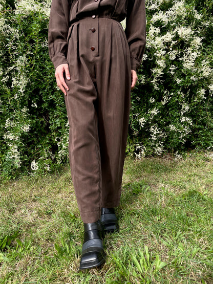 Chocolate silk jumpsuit