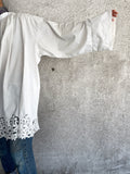 French antique cotton church smock