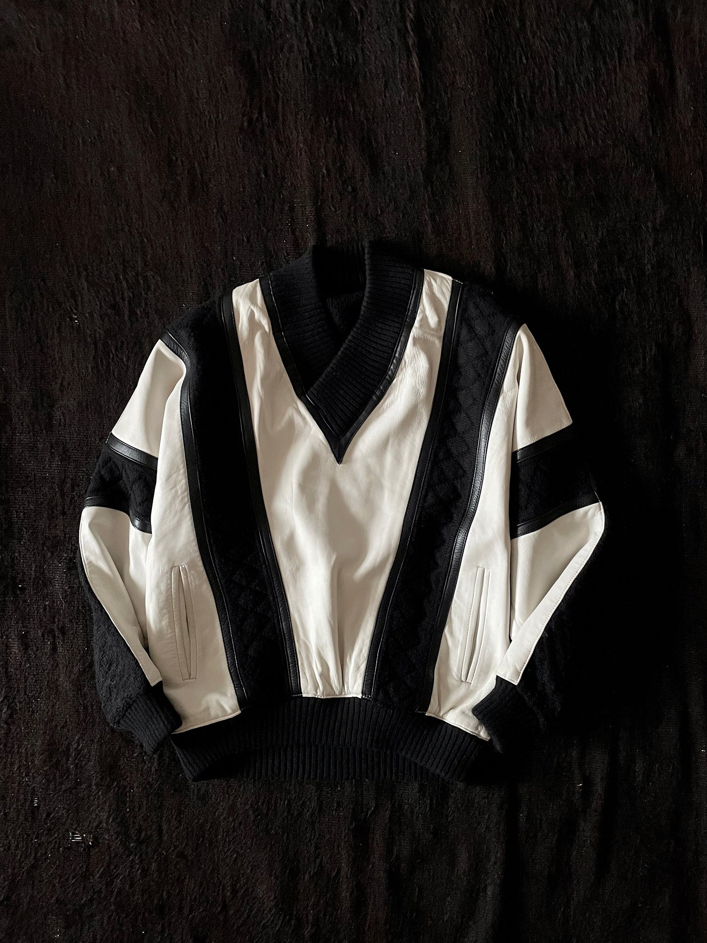 1980's wool and leather pullover