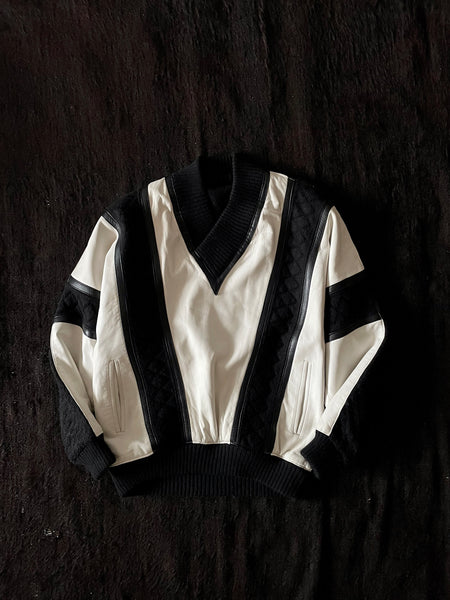 1980's wool and leather pullover