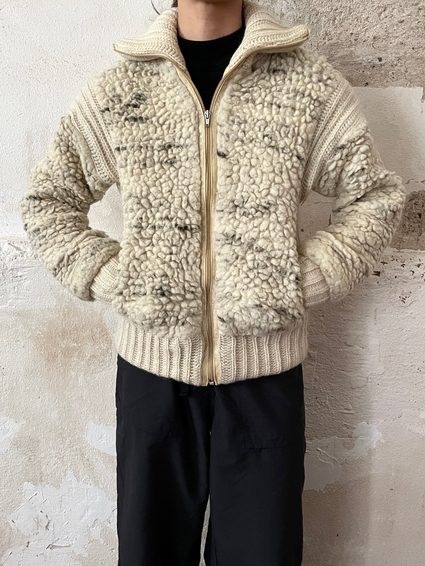 1970s wool pile & knit blouson