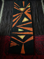 Hungary Hungarian mid century abstract space age tapestry carpet rug ミッドセンチュリー ラグ ウォールタペストリー タペストリー 絨毯 黒 オレンジ ランナー  runner rug black orange