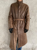 80's sheep leather padding long coat,special!