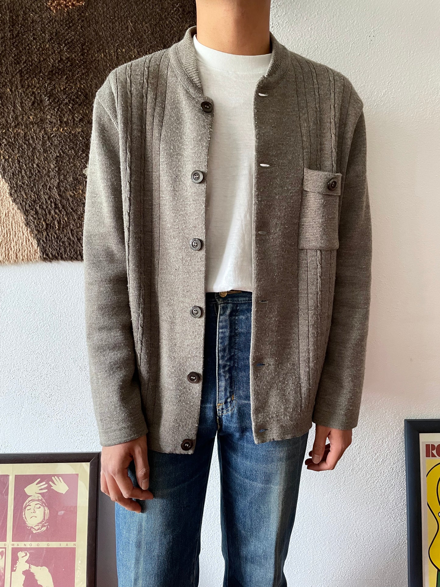 vintage button up knit jacket