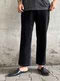 Leather switching trouser. Black.