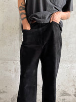 Leather switching trouser. Black.