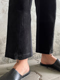 Leather switching trouser. Black.