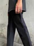 Leather switching trouser. Black.