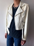 80's white leather biker jacket