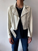 80's white leather biker jacket