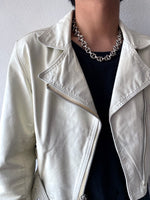 80's white leather biker jacket