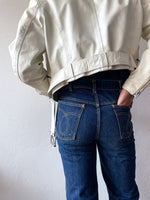 80's white leather biker jacket