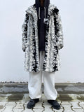 abstract monotone modacryl fur coat