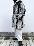 abstract monotone modacryl fur coat