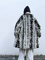 abstract monotone modacryl fur coat