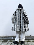 abstract monotone modacryl fur coat