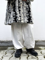 abstract monotone modacryl fur coat