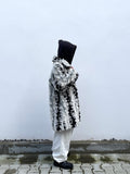 abstract monotone modacryl fur coat