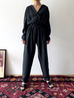 90s black silk jumpsuit