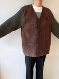 90s leather and wool cardigan
