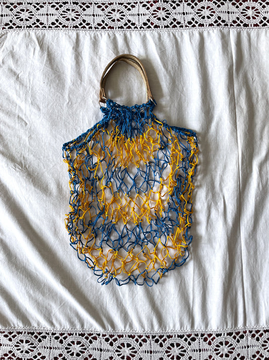 mesh bag - blue n yellow