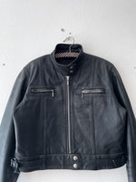 90's leather single bikers jacket