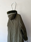 khaki green padding hooded coat