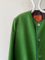 90's germany green collarless jacket, dead stock.