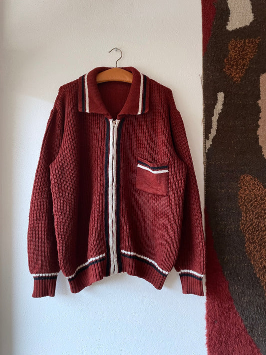 70's Acryl knitted zipup jacket