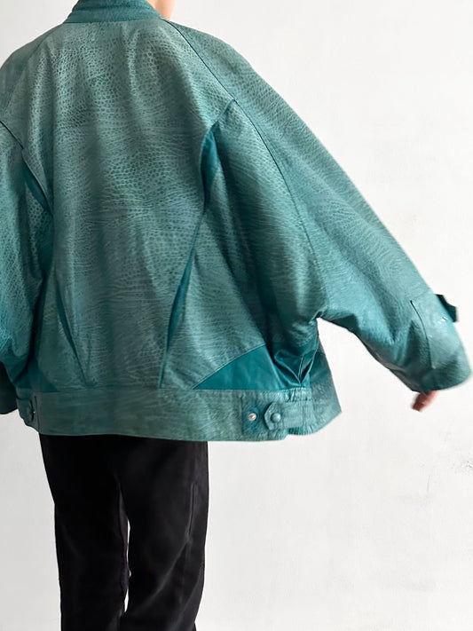 80s Italy turquoise leather
