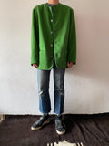 90's germany green collarless jacket, dead stock.