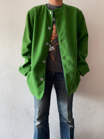 90's germany green collarless jacket, dead stock.