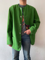 90's germany green collarless jacket, dead stock.