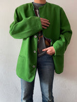 90's germany green collarless jacket, dead stock.