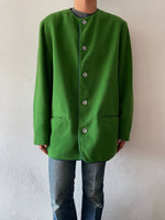 90's germany green collarless jacket, dead stock.