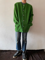 90's germany green collarless jacket, dead stock.