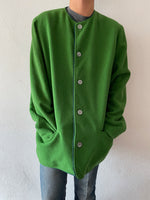 90's germany green collarless jacket, dead stock.