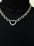 open heart chain necklace, silver 925