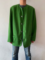 90's germany green collarless jacket, dead stock.