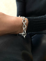 open heart chain bracelet , silver 925